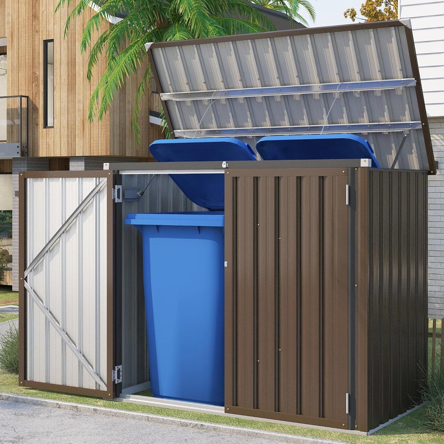 YODOLLA 46 Cu.Ft Outdoor Horizontal Storage Shed, Brown