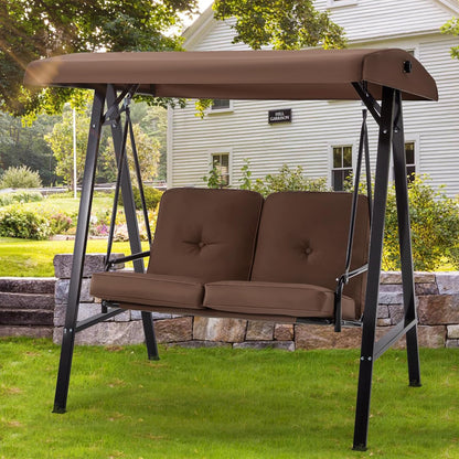 YODOLLA Patio Swing Chair 2-Seat for Adult, Brown