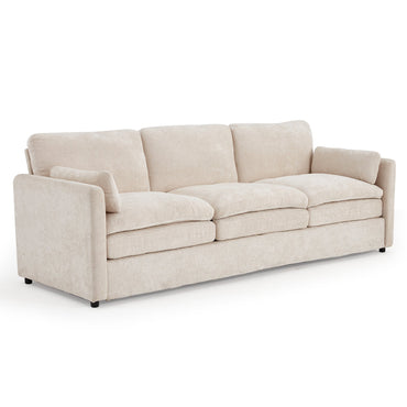 YODOLLA 89" Chenille Sofa, 3-Seater, 2 Removable Pillows, Cream White