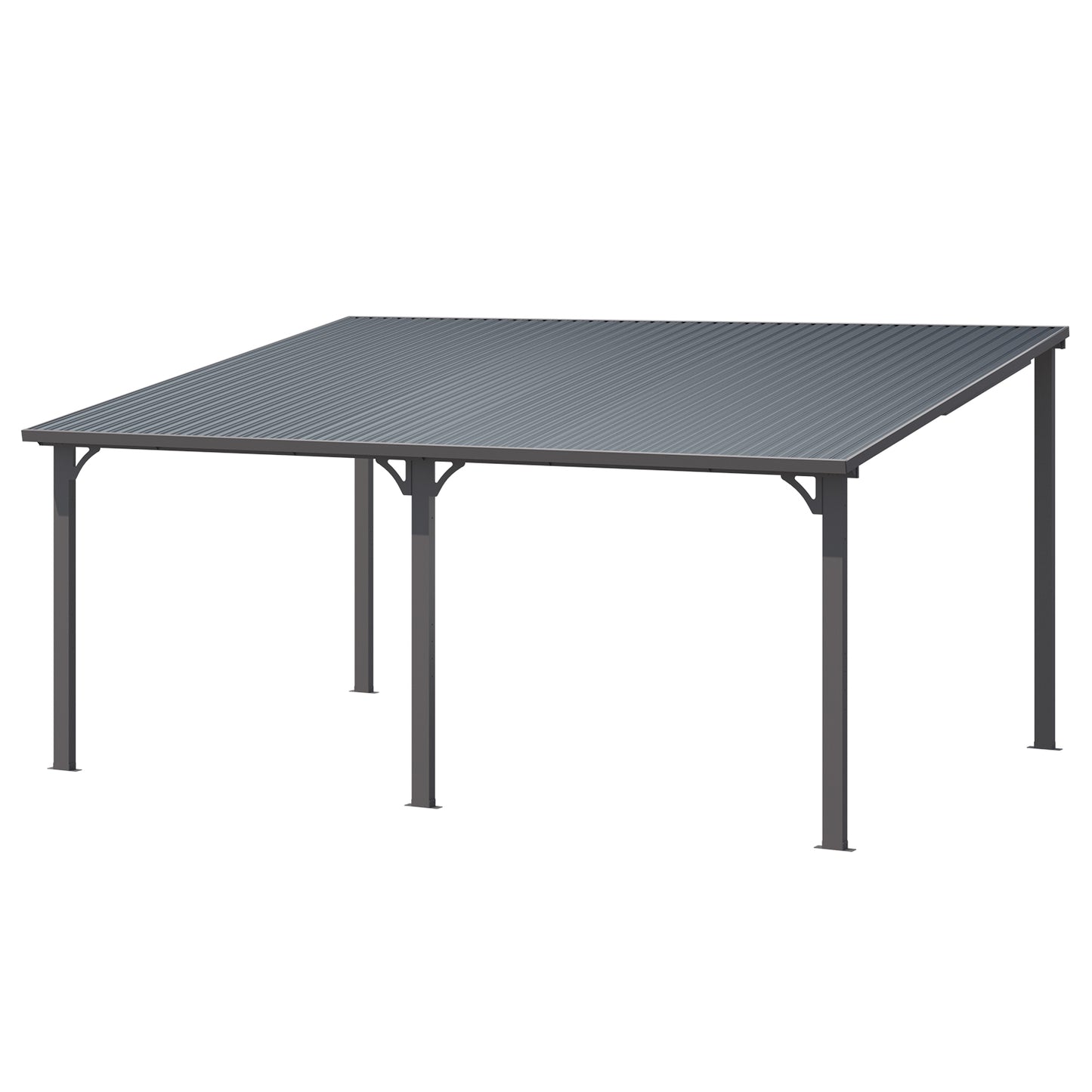 YODOLLA 16' x 12' Outdoor Pergola Hardtop Gazebo Wall-Mounted Lean to Metal Awnings Gazebos