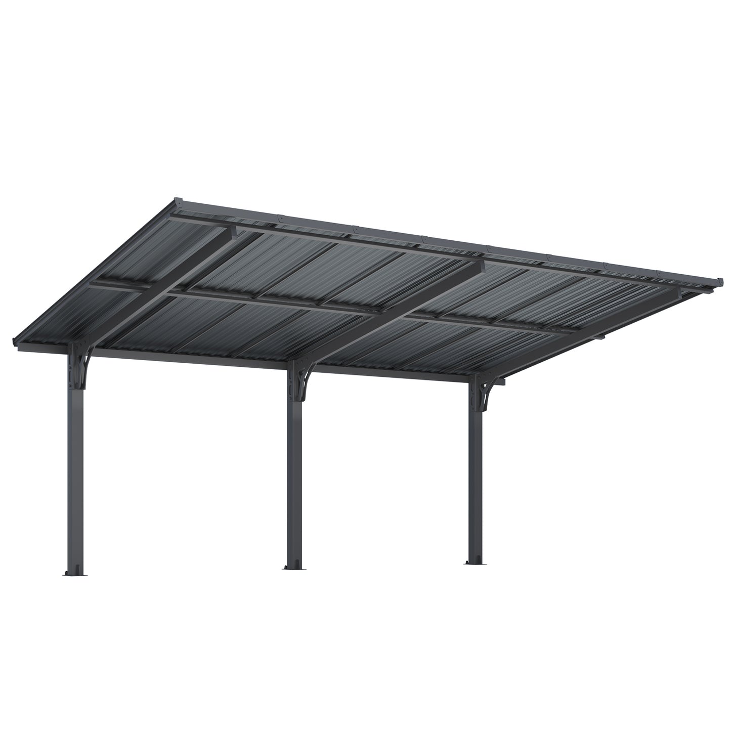 YODOLLA 16'x10' Outdoor Lean to Hardtop Metal Carport Gazebo Freestanding Pergolas