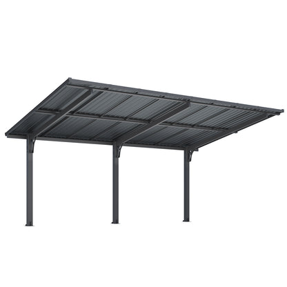YODOLLA 16'x10' Outdoor Lean to Hardtop Metal Carport Gazebo Freestanding Pergolas