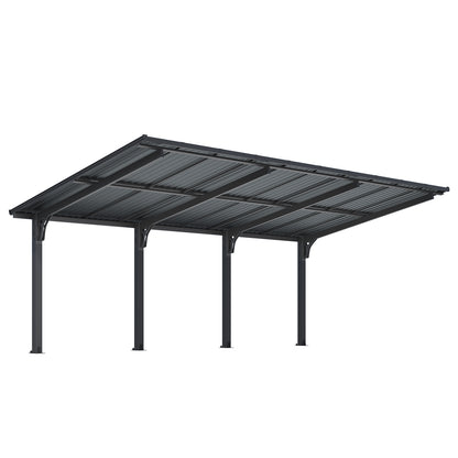 YODOLLA 20'x10' Outdoor Lean to Hardtop Metal Carport Gazebo Freestanding Pergolas