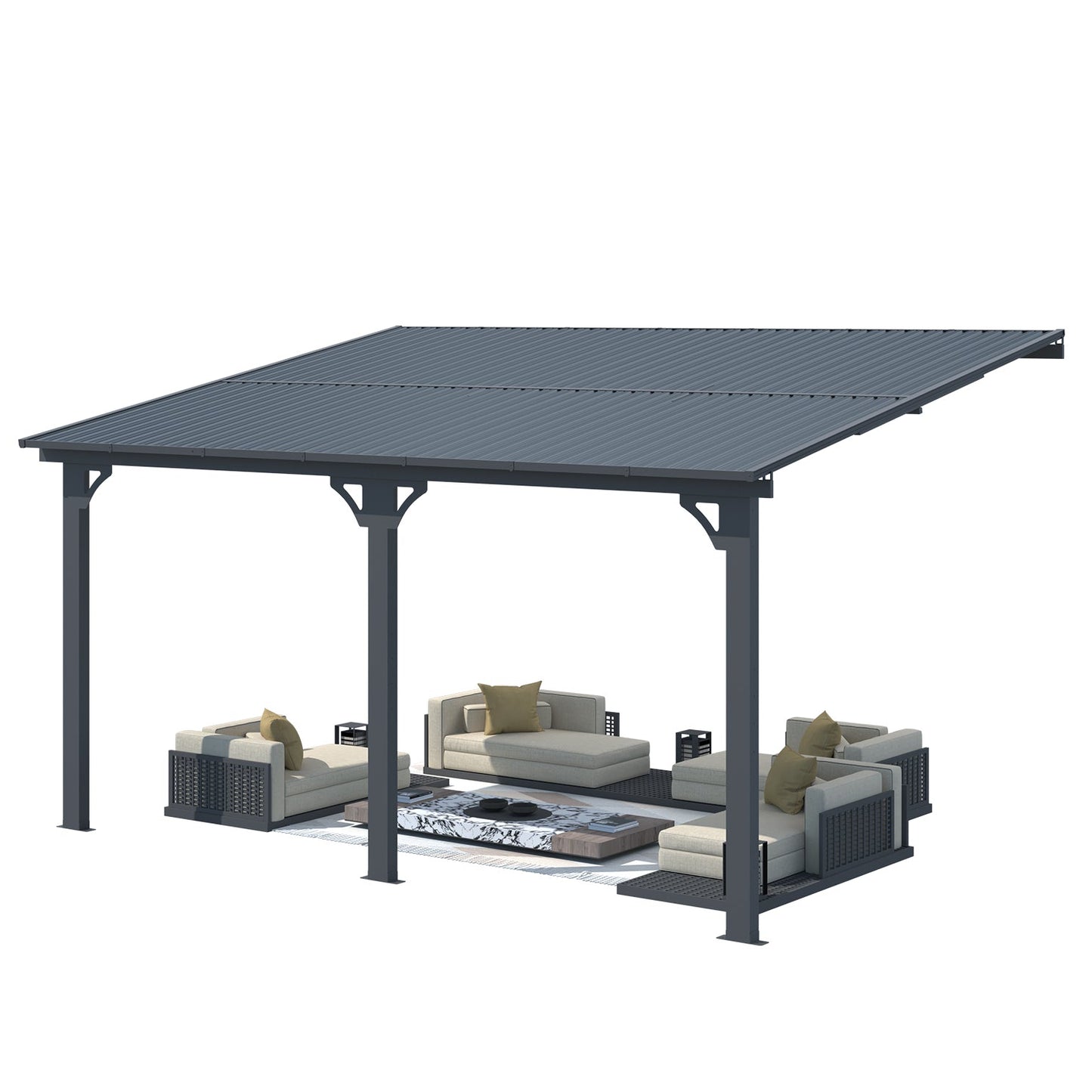 YODOLLA 10x14 Outdoor Hardtop Gazebo Adjustable Height (6.5-9.8Ft) Pergola