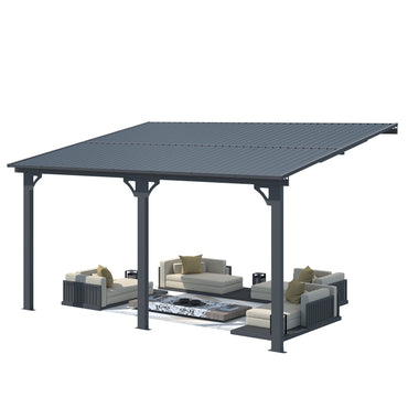 YODOLLA 10x14 Outdoor Hardtop Gazebo Adjustable Height (6.5-9.8Ft) Pergola
