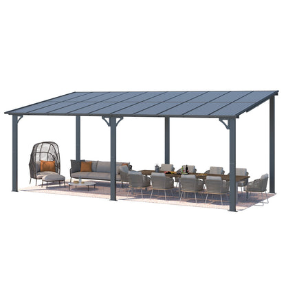 YODOLLA 20' x 10' Gazebo Outdoor Pergola Large Wall-Mounted Hard Top Lean to Metal Gazebo