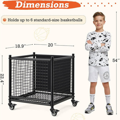 YODOLLA Ball Cart Storage Rolling Basketball Bin with Wheels