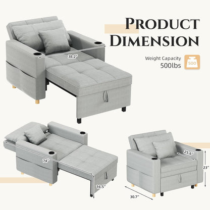 YODOLLA 36" Convertible Chair Bed, Gray