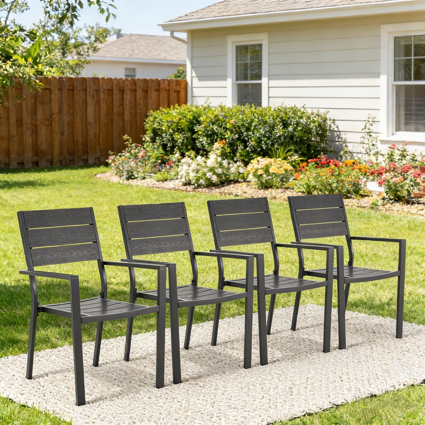 YODOLLA 4 Pieces Aluminum Frame Outdoor Dining Chairs