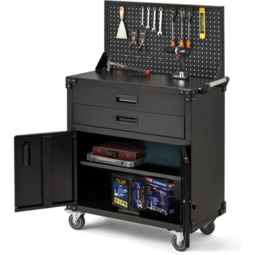 YODOLLA 52'' Work Bench Table for Garage with Pegboard Drawers and Cabinets