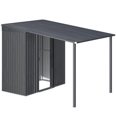 YODOLLA 5'x8' Metal Outdoor Grill Gazebo & 215 Cu.ft Lean to Storage Shed