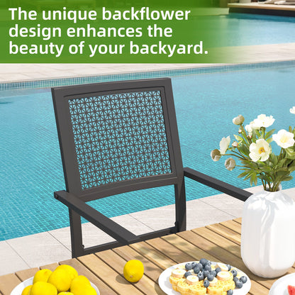 YODOLLA Outdoor Metal Dining Chairs, Set of 2