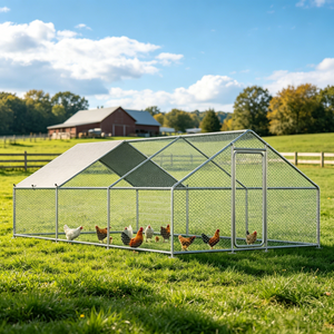 YODOLLA Metal Chicken Coop, 19.5 x 10 x 6.4 FT Extra Large Chicken Run Enclosure with Cover