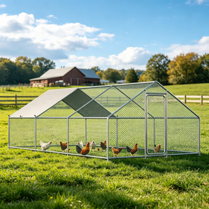 YODOLLA Metal Chicken Coop, 19.5 x 10 x 6.4 FT Extra Large Chicken Run Enclosure with Cover