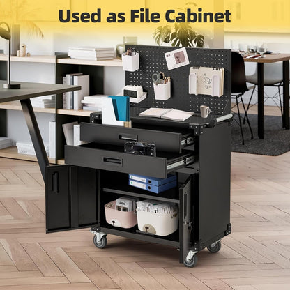 YODOLLA 52'' Work Bench Table for Garage with Pegboard Drawers and Cabinets