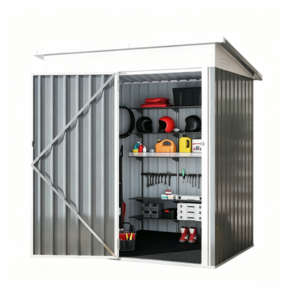 YODOLLA 5'x3' Outdoor Storage Shed with Floor Base Small Metal Garden Sheds