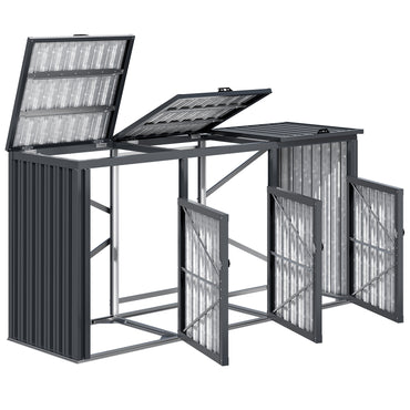 YODOLLA 7.7 x 2.6 FT Garbage Bin Storage Shed for 3 Trash Cans