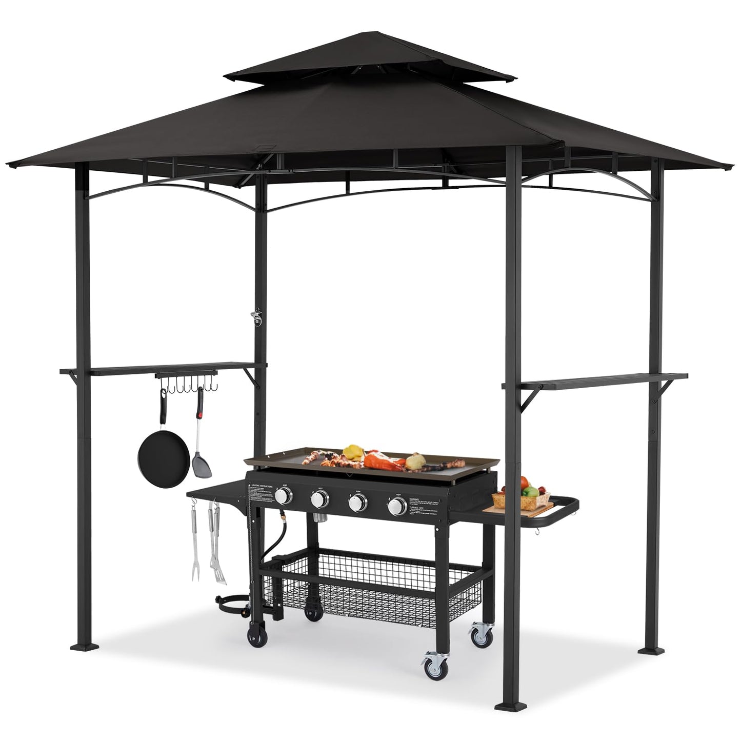 YODOLLA 8' x 5' Grill Gazebo, Grill Canopy, Black