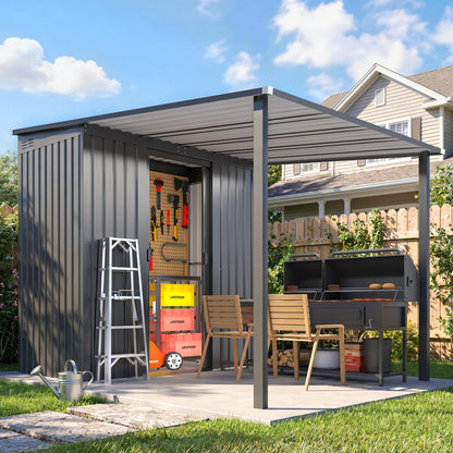 YODOLLA 5'x8' Metal Outdoor Grill Gazebo & 215 Cu.ft Lean to Storage Shed