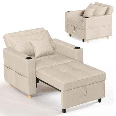 YODOLLA 36" Convertible Chair Bed, Beige