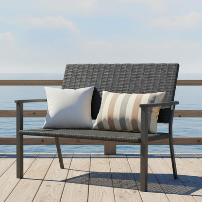 YODOLLA Outdoor Garden Bench Weatherproof Wicker Outside Benches