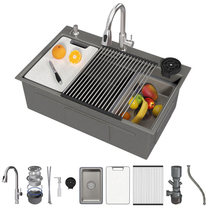 YODOLLA 33x19 Inch Drop in Kitchen Sink w/Faucet, 11 Gauge Stainless Steel