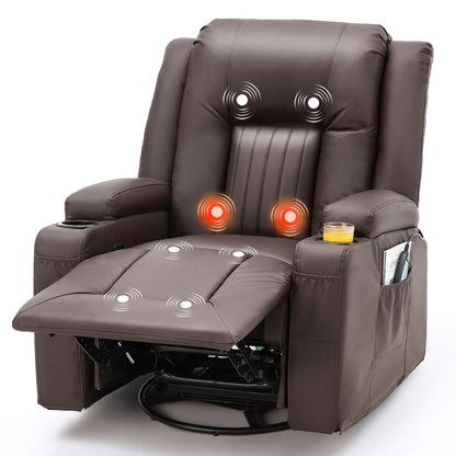 YODOLLA Recliner Chair with Heat&Massage, PU Leather Brown