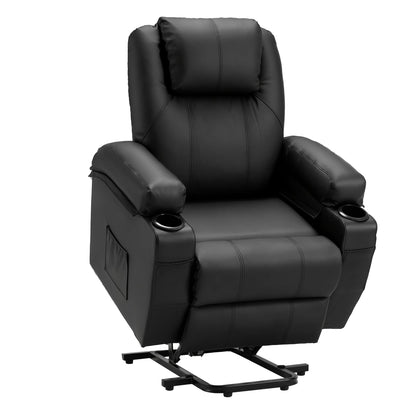 YODOLLA Power Lift Recliner Chair for Elderly with Side Pockets, PU Leather, Black