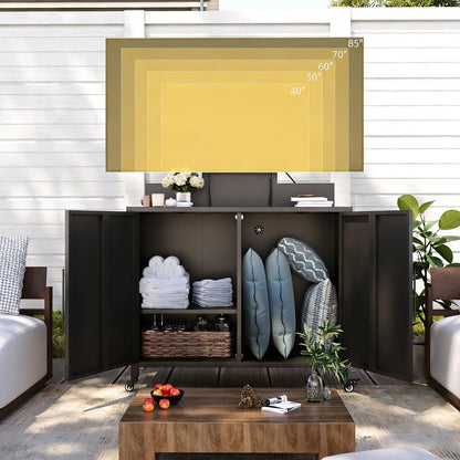 YODOLLA Mobile TV Stand on Wheels Outdoor Storage Cabinet with TV Mount
