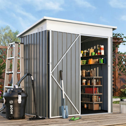 YODOLLA 5'x3' Outdoor Storage Shed with Floor Base Small Metal Garden Sheds