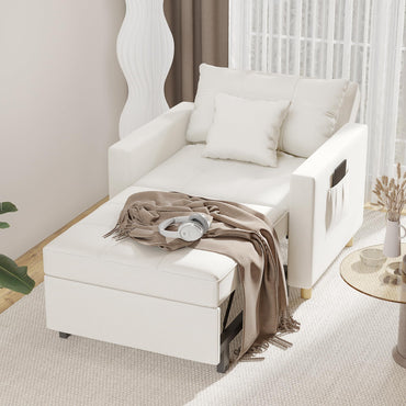 YODOLLA 36" Convertible Chair Bed, White