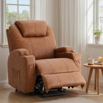 YODOLLA Power Lift Recliner Chair with Massage and Heat, Brown