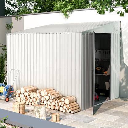 YODOLLA 6' x 8' Lean to Storage Shed Outdoor Storage Cabinet, White