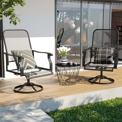 YODOLLA Patio Swivel Dining Chairs Set of 2 Outdoor Metal Rocking Chairs with High Back