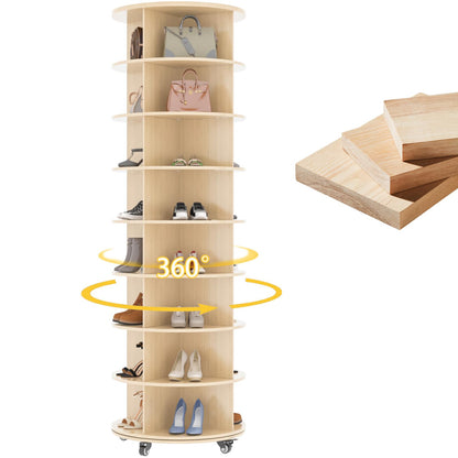 YODOLLA  8 Tier Rotating Shoe Rack, Shoe Tower Organizer Storage with Wheels