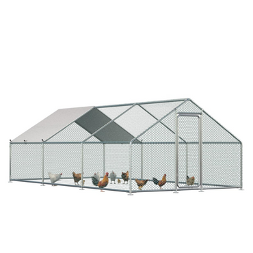 YODOLLA Metal Chicken Coop, 19.5 x 10 x 6.4 FT Extra Large Chicken Run Enclosure with Cover