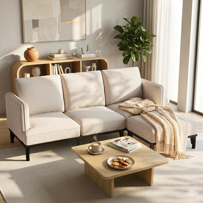 YODOLLA 3 Seater Sofa Bed with Ottoman, Modular Sofa Cloud Couch Lounge