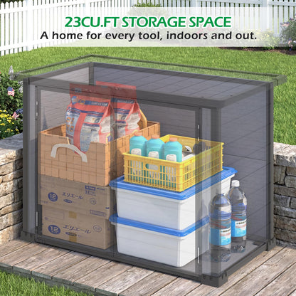 YODOLLA 23 Cu.Ft Storage Cabinet Resin Outdoor Plastic Trash Can Storage Shed