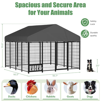 YODOLLA 8' x 8' x 5.8' Outdoor Dog Kennel Medium Dog Run