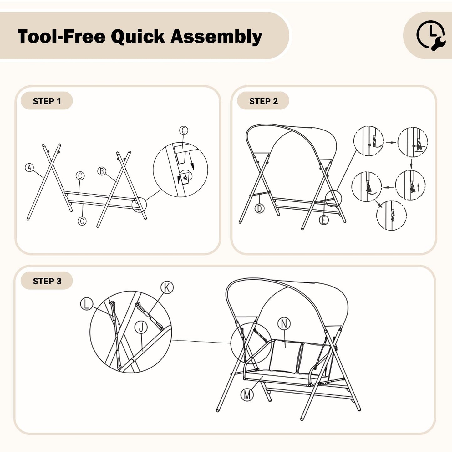 YODOLLA Outdoor Porch Swings 600LBS 2 Seat Patio Swings
