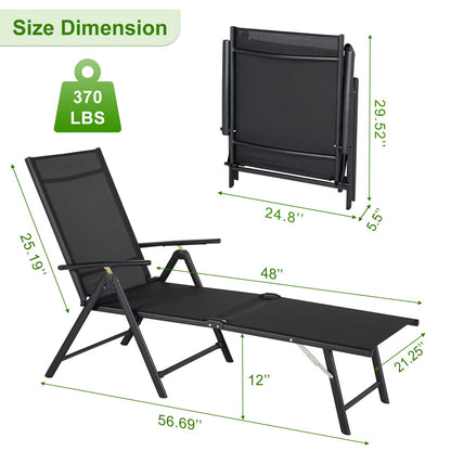 YODOLLA Outdoor Chaise Lounge Set of 2, Adjustable Reclining Folding Pool Lounger