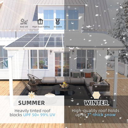 YODOLLA  12' x 12' Gazebo Outdoor Pergola Large Wall-Mounted Lean to Metal Gazebo, White