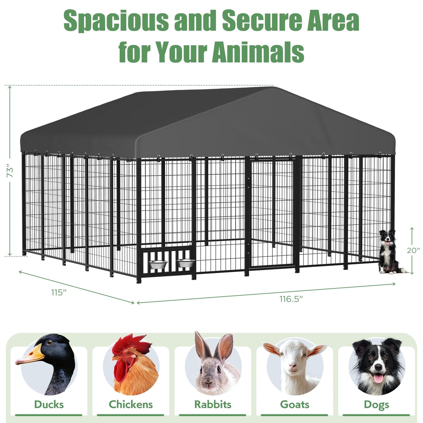 YODOLLA 10x10 Ft Outdoor Dog Kennel Large Dog Run