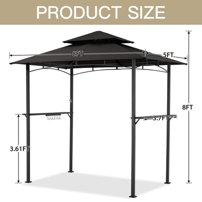 YODOLLA 8' x 5' Grill Gazebo, Grill Canopy, Black