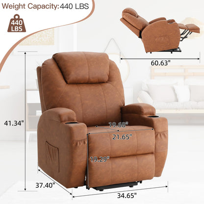 YODOLLA Power Lift Recliner Chair with Massage and Heat, Brown