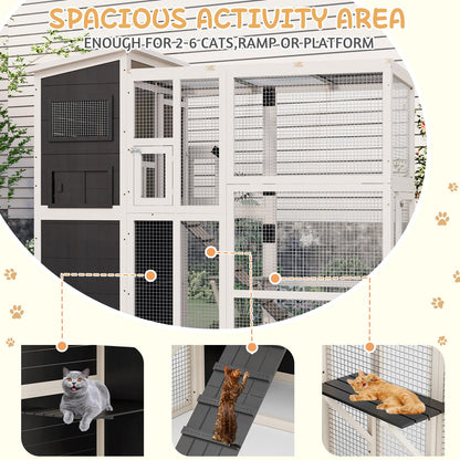 YODOLLA 75" Large Catio Outdoor Cat Enclosure with Weatherproof Roof, 4 Tiers Catios