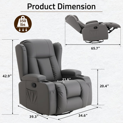 YODOLLA Recliner Chair with Massage and Heat, Grey