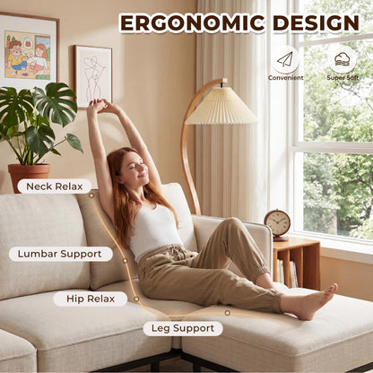 YODOLLA 3 Seater Sofa Bed with Ottoman, Modular Sofa Cloud Couch Lounge