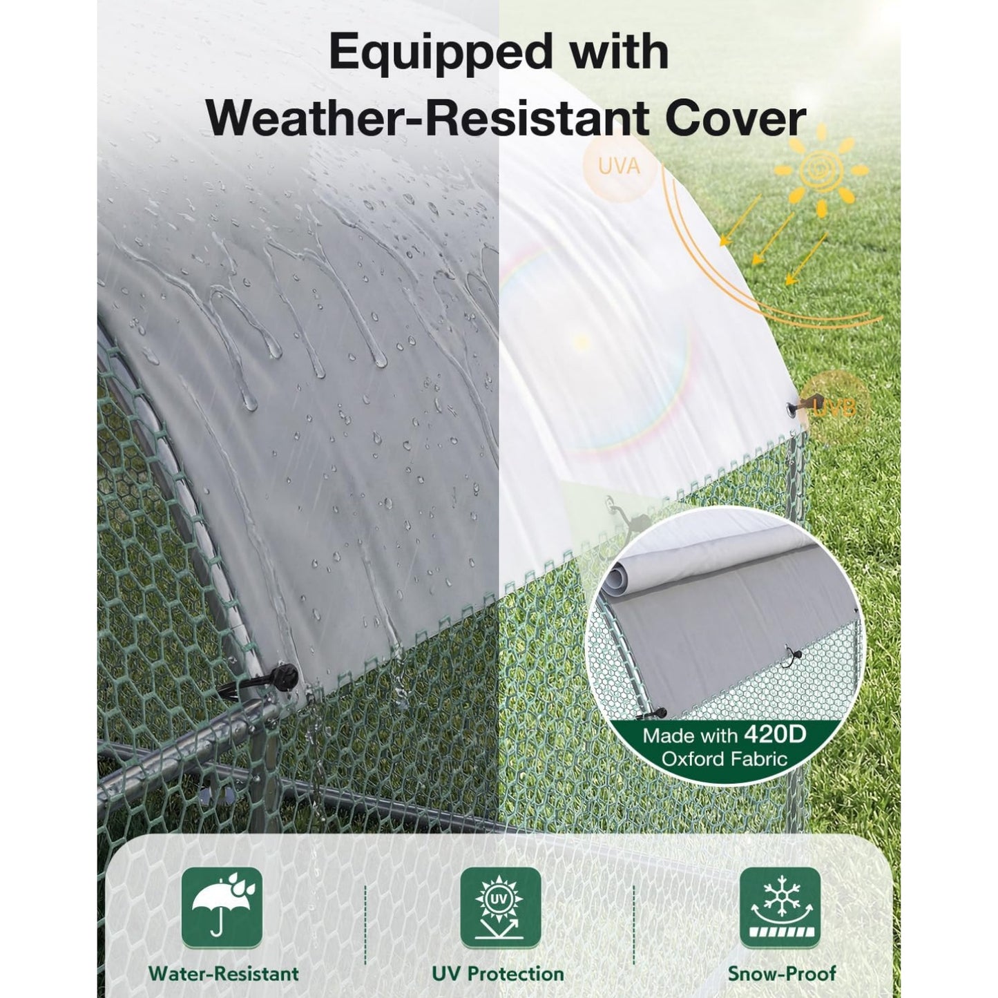 YODOLLA Metal Chicken Coop, 13x10x6.4 FT Extra Large Chicken Run Enclosure with Cover