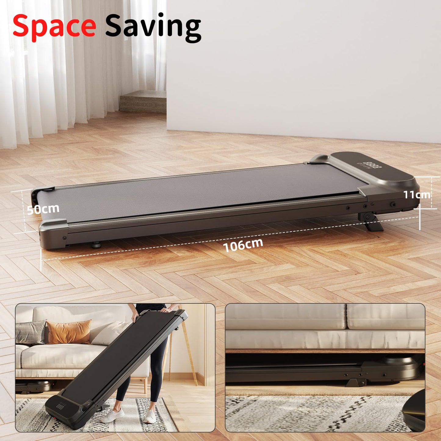 YODOLLA Walking Pad with 8% Incline, Under Desk Treadmill for Home Office